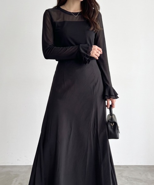 umune(ウムネ)の「シアー切り替えが華やぐ♪レイヤードに活躍するフェミニンカットソー(Tシャツ/カットソー・レディース・オフホワイト/ブラック/ブラウン・FREE)」の12枚目の写真