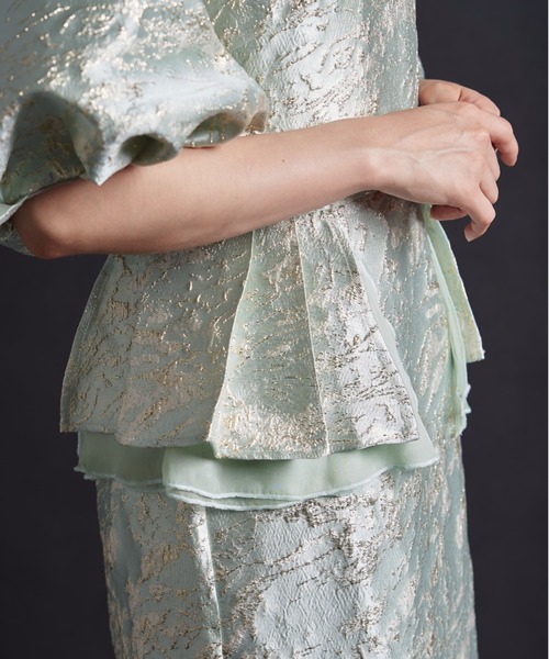 My shawty(マイシャウティー)の「jacquard off sholder dress(ドレス・レディース・イエロー/グリーン・FREE)」の8枚目の写真