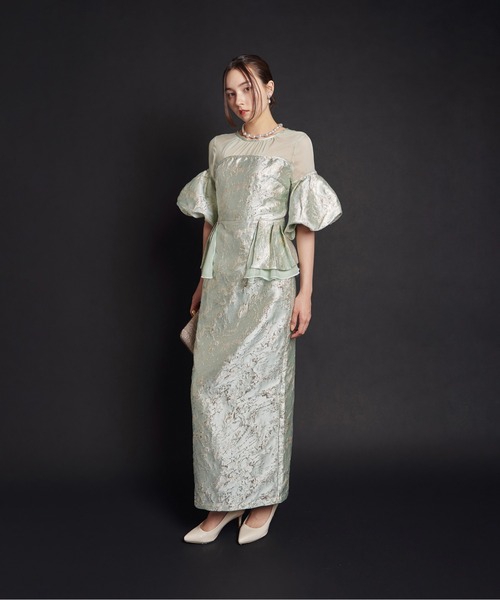 My shawty(マイシャウティー)の「jacquard off sholder dress(ドレス・レディース・イエロー/グリーン・FREE)」の14枚目の写真