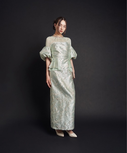 My shawty(マイシャウティー)の「jacquard off sholder dress(ドレス・レディース・イエロー/グリーン・FREE)」の13枚目の写真