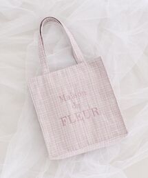ブランドロゴ刺繍ツイードスクエアトート
