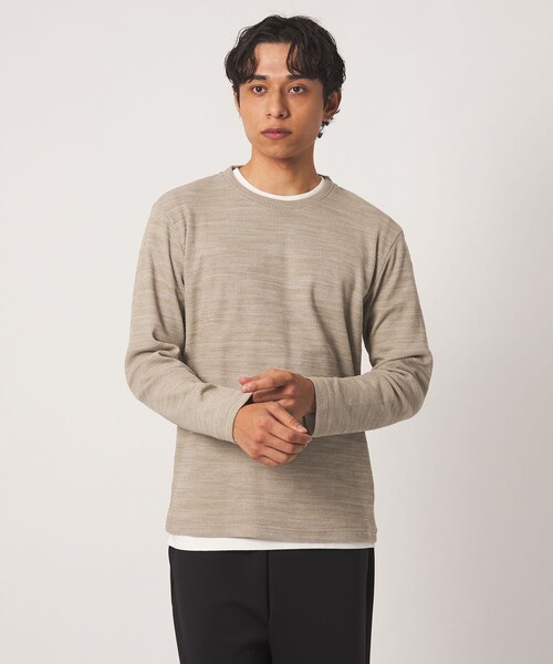 A DAY IN THE LIFE UNITED ARROWS(アデイインザライフユナイテッドアローズ)の「ドビーワッフル レイヤード ジャストカットソー<A DAY IN THE LIFE>(Tシャツ/カットソー・メンズ・ベージュ/ネイビー/ダークグレー/ライトグレー・L/S/M)」の1枚目の写真