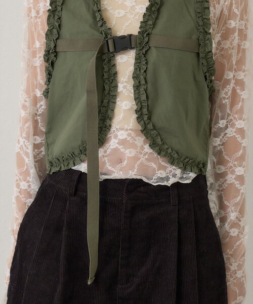Kastane(カスタネ)の「【8.28(金)17:00~8.30(日)23:59限定発売】limited frill vest(ベスト・レディース・カーキ/ブラック・FREE)」の20枚目の写真
