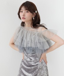チュールトップスドレープベロアドレス2way パーティー 結婚式 お呼ばれ オケージョン