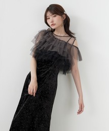 チュールトップスドレープベロアドレス2way パーティー 結婚式 お呼ばれ オケージョン