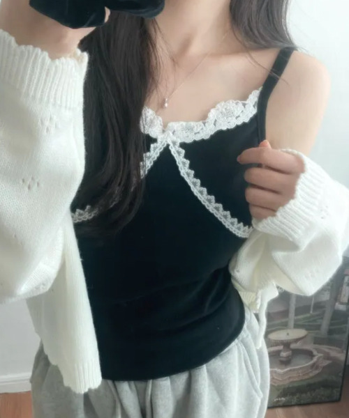 VIVID LADY（ビビッドレディー）の「透かし編み フーディーニットカーディガン（ニット/セーター・レディース・ネイビー/ライトブルー/ピンク/アイボリー・FREE）」の21枚目の写真