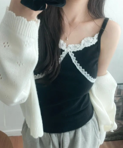 VIVID LADY（ビビッドレディー）の「透かし編み フーディーニットカーディガン（ニット/セーター・レディース・ネイビー/ライトブルー/ピンク/アイボリー・FREE）」の20枚目の写真