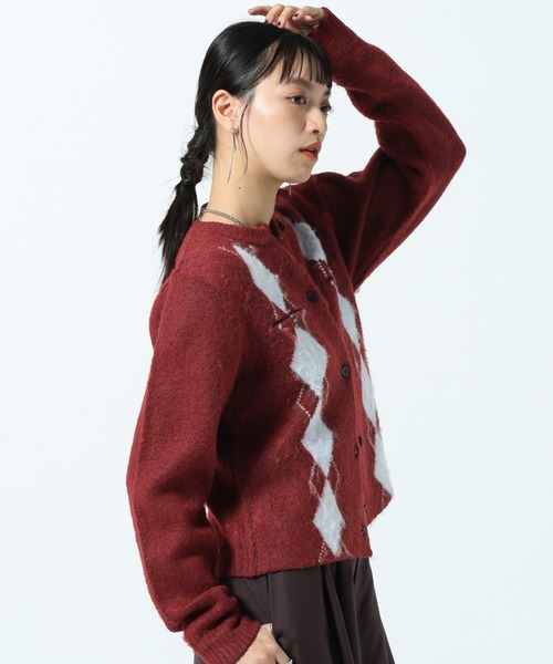 PAGEBOY（ページボーイ）の「アーガイルシャギーカーディガン（カーディガン/ボレロ・レディース・チャコールグレー/ローズ・FREE）」の14枚目の写真