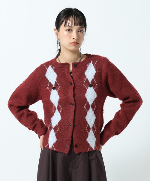 PAGEBOY（ページボーイ）の「アーガイルシャギーカーディガン（カーディガン/ボレロ・レディース・チャコールグレー/ローズ・FREE）」の15枚目の写真