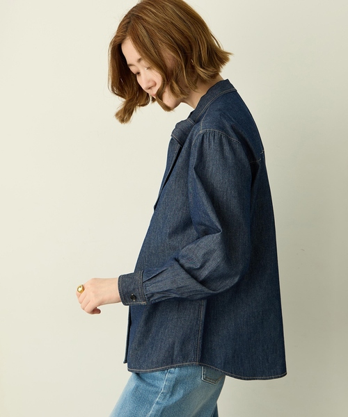 Petit Honfleur（プチオンフルール）の「デニムボウタイブラウス（シャツ/ブラウス・レディース・ネイビー/ブラック・9号/11号/13号）」の7枚目の写真