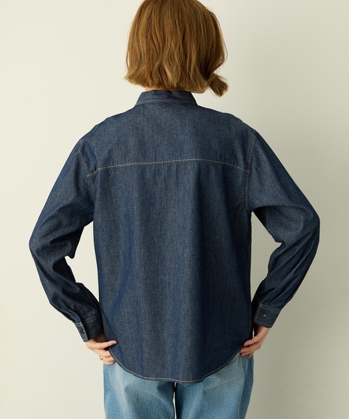 Petit Honfleur（プチオンフルール）の「デニムボウタイブラウス（シャツ/ブラウス・レディース・ネイビー/ブラック・9号/11号/13号）」の8枚目の写真