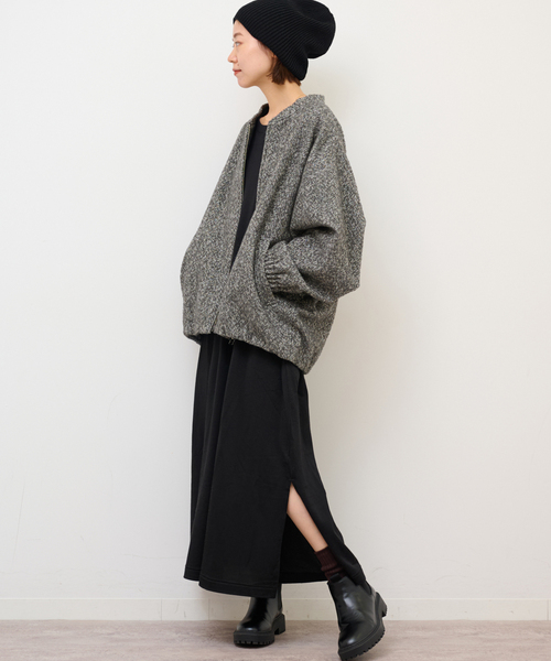 JOURNAL STANDARD relume(ジャーナルスタンダード レリューム)の「《WEB限定追加》尾州ウールヘリンボンジップブルゾン(その他アウター・レディース・チャコールグレー・FREE)」の4枚目の写真