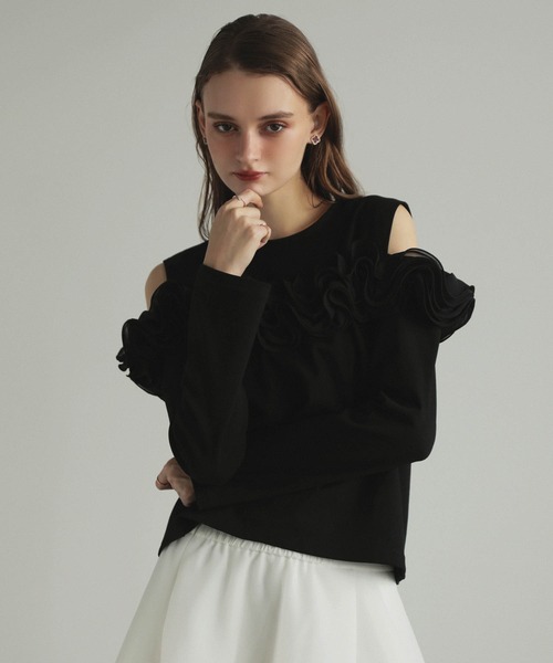 MERAKI(メラキ)の「ロングスリーブオフショルトップス(その他トップス・レディース・ブラック系その他/ブラック/ホワイト・FREE)」の3枚目の写真