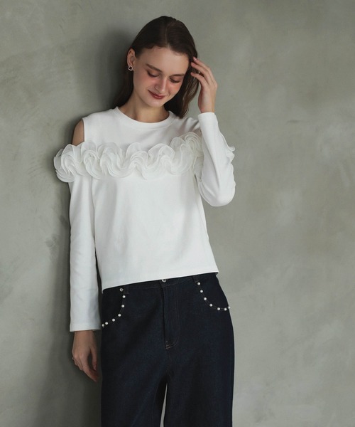 MERAKI(メラキ)の「ロングスリーブオフショルトップス(その他トップス・レディース・ブラック系その他/ブラック/ホワイト・FREE)」の10枚目の写真
