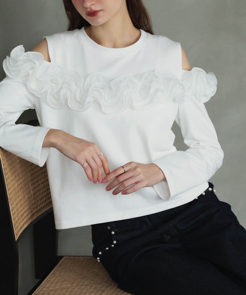 MERAKI(メラキ)の「ロングスリーブオフショルトップス(その他トップス・レディース・ブラック系その他/ブラック/ホワイト・FREE)」の13枚目の写真