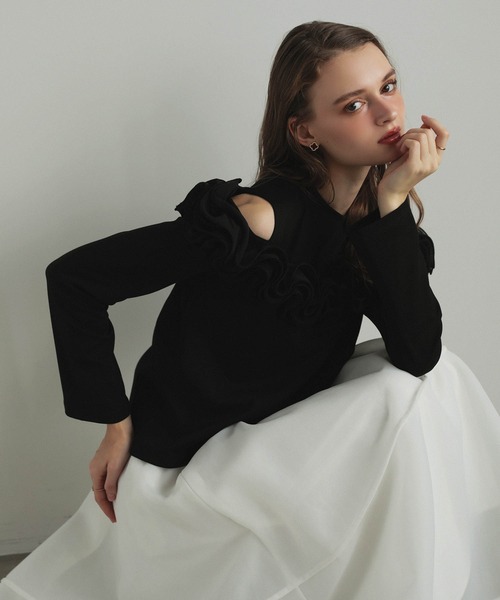 MERAKI(メラキ)の「ロングスリーブオフショルトップス(その他トップス・レディース・ブラック系その他/ブラック/ホワイト・FREE)」の21枚目の写真