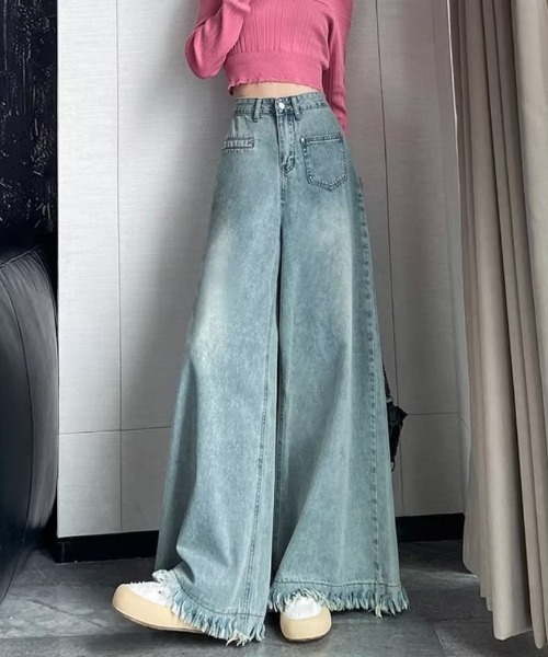 Ritzy(リッツィー)の「ハイウエスト・ワイドデニムパンツ(デニムパンツ・レディース・ブルー・LARGE/MEDIUM)」の2枚目の写真