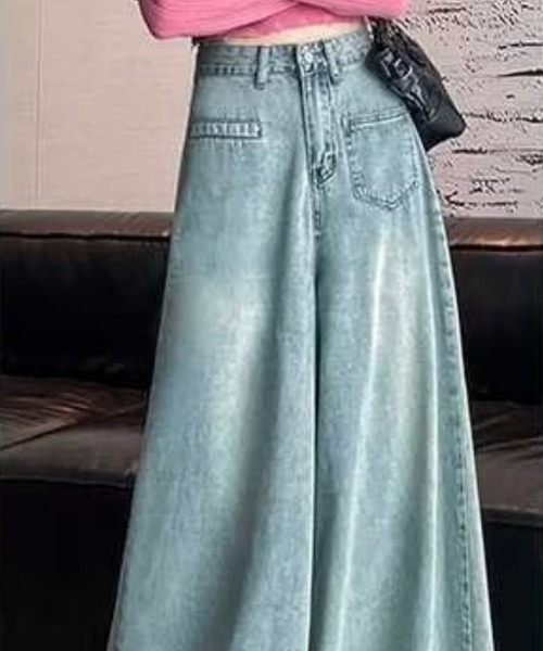 Ritzy(リッツィー)の「ハイウエスト・ワイドデニムパンツ(デニムパンツ・レディース・ブルー・LARGE/MEDIUM)」の3枚目の写真
