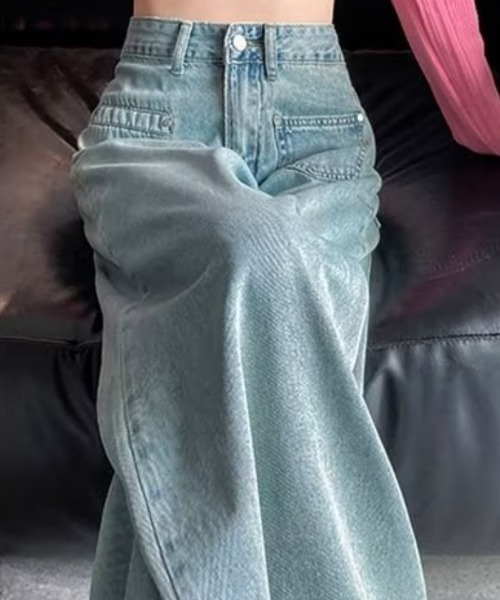 Ritzy(リッツィー)の「ハイウエスト・ワイドデニムパンツ(デニムパンツ・レディース・ブルー・LARGE/MEDIUM)」の5枚目の写真