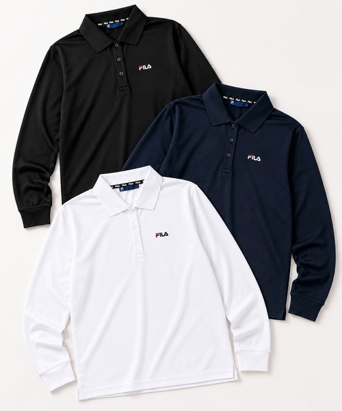 FILA(フィラ)の「【WEB別注】FILA フィラ L’Sワンポイント刺繍長袖ポロシャツ ドライ 吸水速乾(ポロシャツ・レディース・ネイビー/ホワイト/ブラック・LL/L/M)」の14枚目の写真