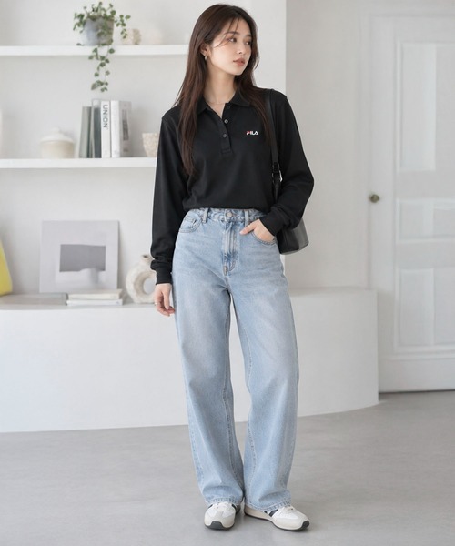 FILA(フィラ)の「【WEB別注】FILA フィラ L’Sワンポイント刺繍長袖ポロシャツ ドライ 吸水速乾(ポロシャツ・レディース・ネイビー/ホワイト/ブラック・LL/L/M)」の5枚目の写真
