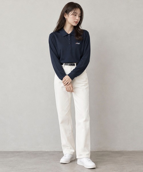 FILA(フィラ)の「【WEB別注】FILA フィラ L’Sワンポイント刺繍長袖ポロシャツ ドライ 吸水速乾(ポロシャツ・レディース・ネイビー/ホワイト/ブラック・LL/L/M)」の7枚目の写真