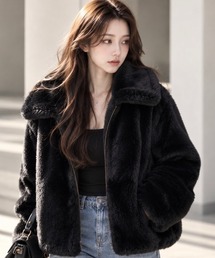 韓国風フェイクファーショートジャケット