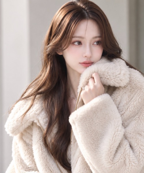 Dolce Fiora(ドルチェフィオラ)の「韓国風フェイクファーショートジャケット(その他アウター・レディース・ベージュ/ブラック・フリー)」の3枚目の写真