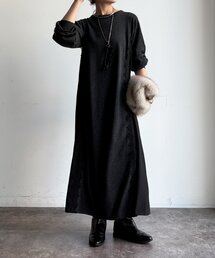 【WEB限定】レースライン布帛切替ニットワンピース