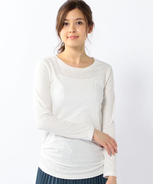 coen（コーエン）の「サイドタックロングスリーブ（Tシャツ/カットソー・レディース・ホワイト/オリーブ・LARGE/MEDIUM）」の10枚目の写真