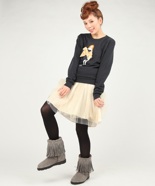 SHIPS for women(シップスフォーウィメン)の「ミネトンカ:シップススペシャル フリンジ(ブーツ・レディース・グレー・5/6/7/8)」の2枚目の写真