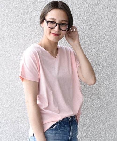 SHIPS Days（シップスデイズ）の「SHIPS Days STANDARD: ソフトコットン Vネック TEE（Tシャツ/カットソー・レディース・ブラック/ネイビー/ライトグレー/ホワイト/ベージュ系その他/ピンク・M～Ｌ/S～Ｍ）」の9枚目の写真