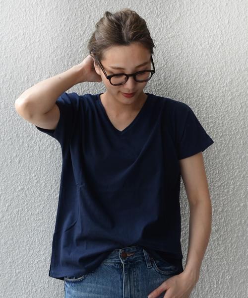 SHIPS Days（シップスデイズ）の「SHIPS Days STANDARD: ソフトコットン Vネック TEE（Tシャツ/カットソー・レディース・ブラック/ネイビー/ライトグレー/ホワイト/ベージュ系その他/ピンク・M～Ｌ/S～Ｍ）」の6枚目の写真
