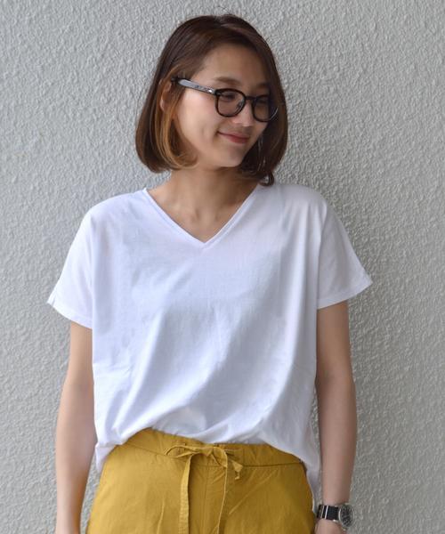SHIPS Days（シップスデイズ）の「SHIPS Days STANDARD: ソフトコットン Vネック TEE（Tシャツ/カットソー・レディース・ブラック/ネイビー/ライトグレー/ホワイト/ベージュ系その他/ピンク・M～Ｌ/S～Ｍ）」の2枚目の写真