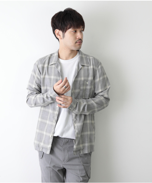 LOUNGE LIZARD(ラウンジリザード)の「RAYON TWILL OMBRAY CHECK シャツ(シャツ/ブラウス)」|グレー系その他