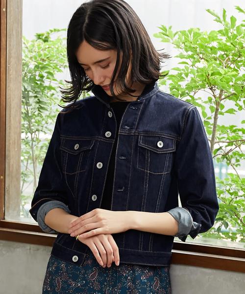 green label relaxing(グリーンレーベルリラクシング)の「CB FREE-LITCH Gジャン(デニムジャケット・レディース・ネイビー/ライトブルー・40/36/38)」の2枚目の写真