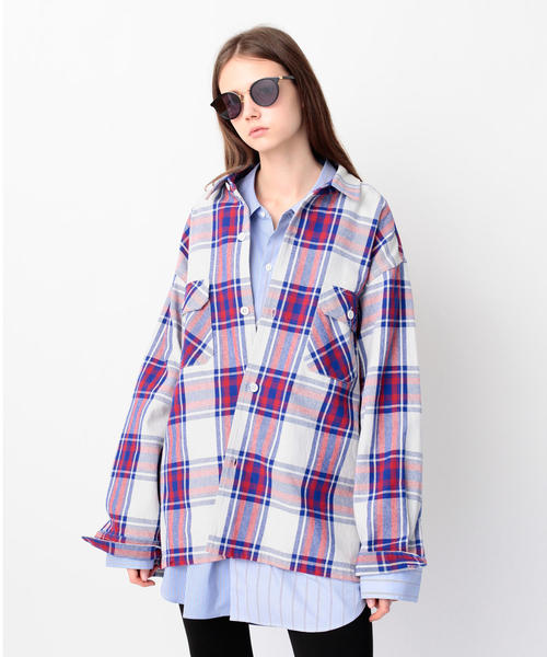 MONKEY TIME（モンキータイム）の「＜monkey time＞ HEAVY TWILL CHECK CPO/シャツ（シャツ/ブラウス・メンズ・レッド/コバルトブルー・LARGE/SMALL/X-LARGE/MEDIUM）」の19枚目の写真