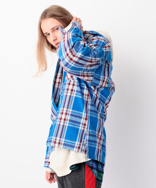 MONKEY TIME（モンキータイム）の「＜monkey time＞ HEAVY TWILL CHECK CPO/シャツ（シャツ/ブラウス・メンズ・レッド/コバルトブルー・LARGE/SMALL/X-LARGE/MEDIUM）」の17枚目の写真
