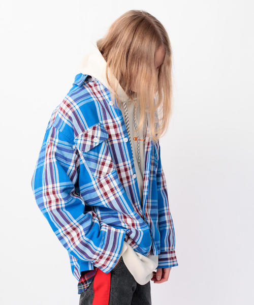 MONKEY TIME（モンキータイム）の「＜monkey time＞ HEAVY TWILL CHECK CPO/シャツ（シャツ/ブラウス・メンズ・レッド/コバルトブルー・LARGE/SMALL/X-LARGE/MEDIUM）」の18枚目の写真