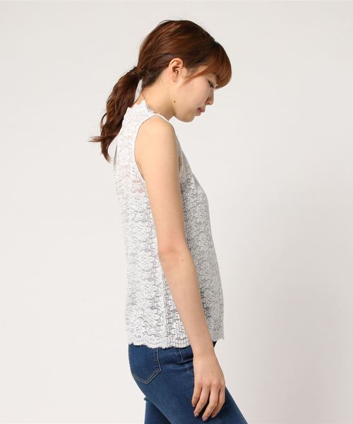 LOWRYS FARM（ローリーズファーム）の「プリーツレースノースリーブ　781430 （Tシャツ/カットソー・レディース・ブラック/グレー/オフホワイト/ブルー・MEDIUM/LARGE）」の6枚目の写真