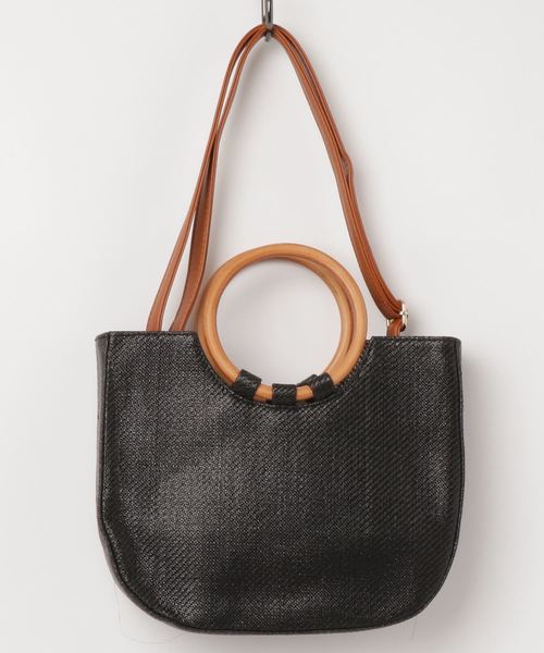 florist（フローリスト）の「ウッドリングトートバッグ（トートバッグ・レディース・ホワイト/ベージュ/ブラック・FREE）」の7枚目の写真