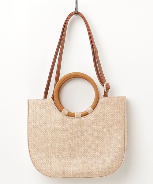 florist（フローリスト）の「ウッドリングトートバッグ（トートバッグ・レディース・ホワイト/ベージュ/ブラック・FREE）」の8枚目の写真