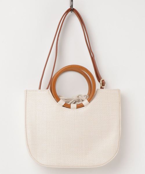 florist（フローリスト）の「ウッドリングトートバッグ（トートバッグ・レディース・ホワイト/ベージュ/ブラック・FREE）」の9枚目の写真