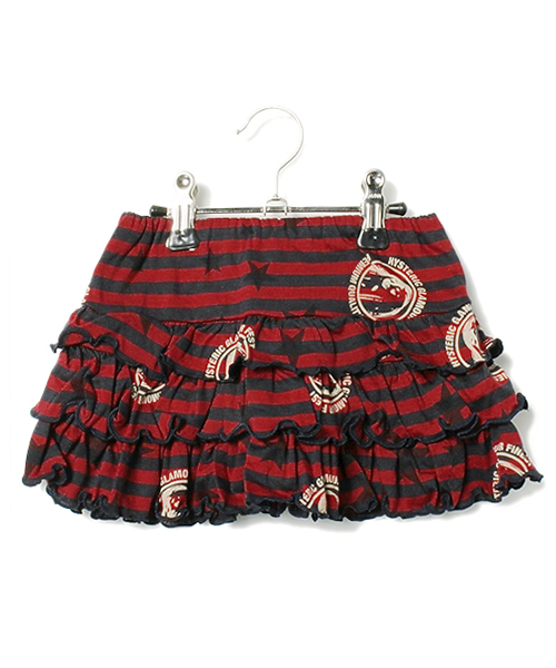 JOEY HYSTERIC（ジョーイヒステリック）の「STAR GIRL総柄 ボーダーSK（スカート・キッズ・ブルー/レッド・X-SMALL/SMALL/MEDIUM）」の2枚目の写真