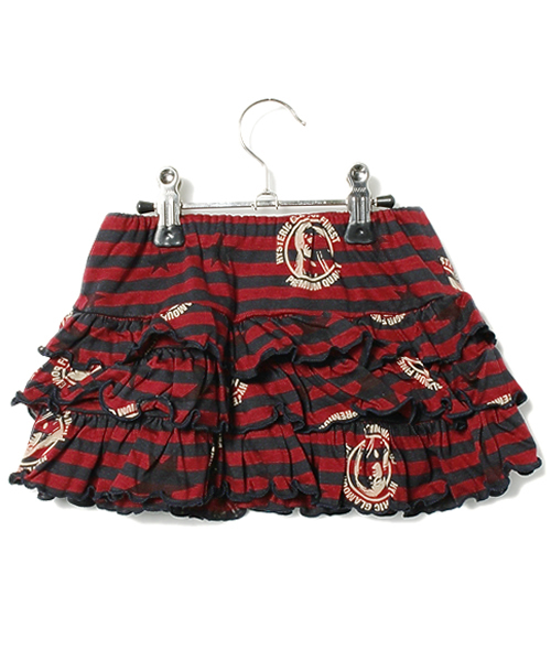 JOEY HYSTERIC（ジョーイヒステリック）の「STAR GIRL総柄 ボーダーSK（スカート・キッズ・ブルー/レッド・X-SMALL/SMALL/MEDIUM）」の3枚目の写真