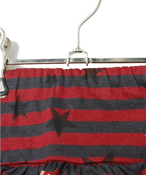 JOEY HYSTERIC（ジョーイヒステリック）の「STAR GIRL総柄 ボーダーSK（スカート・キッズ・ブルー/レッド・X-SMALL/SMALL/MEDIUM）」の4枚目の写真