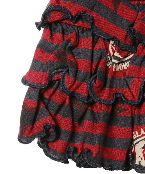 JOEY HYSTERIC（ジョーイヒステリック）の「STAR GIRL総柄 ボーダーSK（スカート・キッズ・ブルー/レッド・X-SMALL/SMALL/MEDIUM）」の5枚目の写真