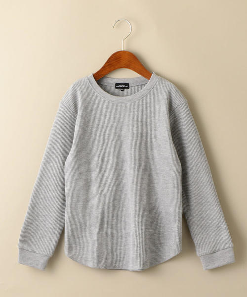 green label relaxing(グリーンレーベルリラクシング)の「【キッズ】〔吸水速乾〕ドライ ワッフル クルーネック プルオーバー(Tシャツ/カットソー・キッズ・ライラック/ネイビー/グレー/ホワイト/ブラック/オリーブ・135/105/115/125)」の1枚目の写真