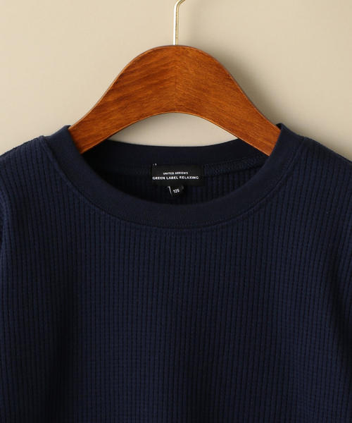 green label relaxing(グリーンレーベルリラクシング)の「【キッズ】〔吸水速乾〕ドライ ワッフル クルーネック プルオーバー(Tシャツ/カットソー・キッズ・ライラック/ネイビー/グレー/ホワイト/ブラック/オリーブ・135/105/115/125)」の22枚目の写真