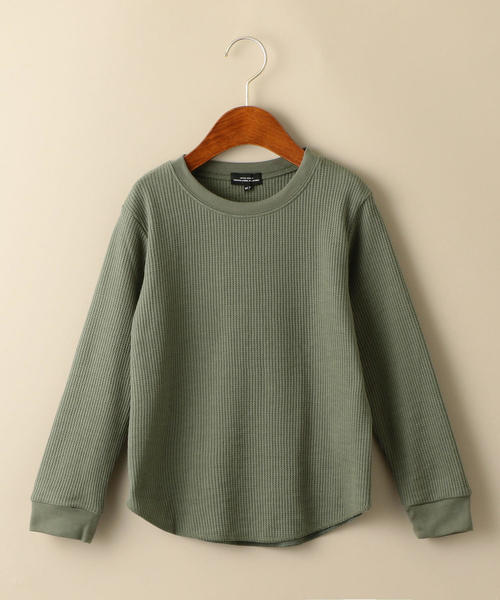 green label relaxing(グリーンレーベルリラクシング)の「【キッズ】〔吸水速乾〕ドライ ワッフル クルーネック プルオーバー(Tシャツ/カットソー・キッズ・ライラック/ネイビー/グレー/ホワイト/ブラック/オリーブ・135/105/115/125)」の17枚目の写真